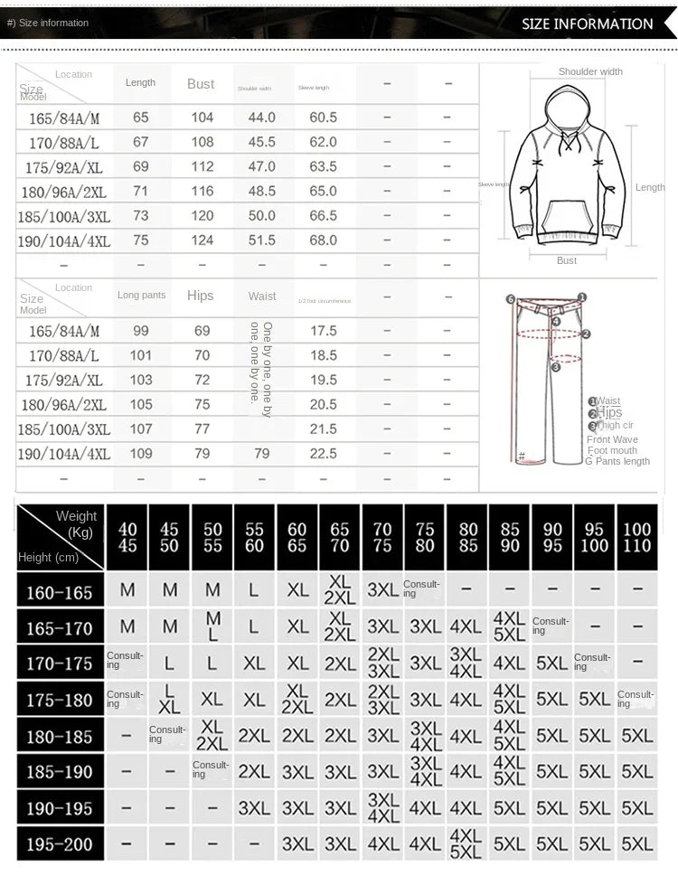 Winter Men's Sports Suit Simple Fashion Letter Printing Design Lining Fleece-lined Thick Warm Hooded Coat Straight Cotton Pants